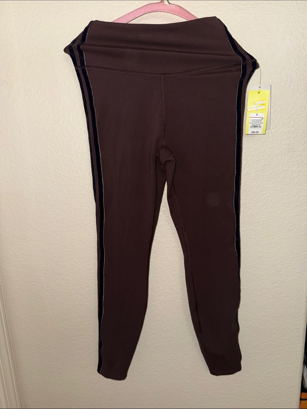 Brown Active Leggings with Side Stripe
